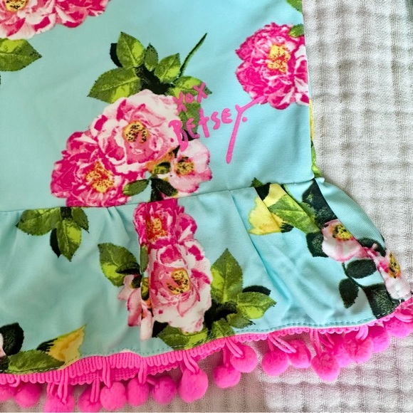 Betsey Johnson 2-Pc Floral Pom POM Toddler Girl Swimsuit Bikini 3T - Picture 5 of 5
